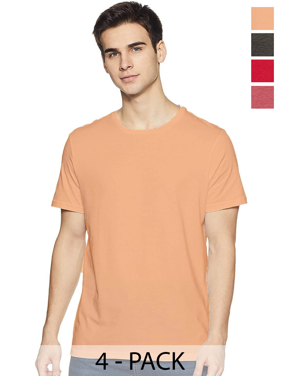 

COLOR CAPITAL Pack Of 4 Cotton T-shirt, Peach