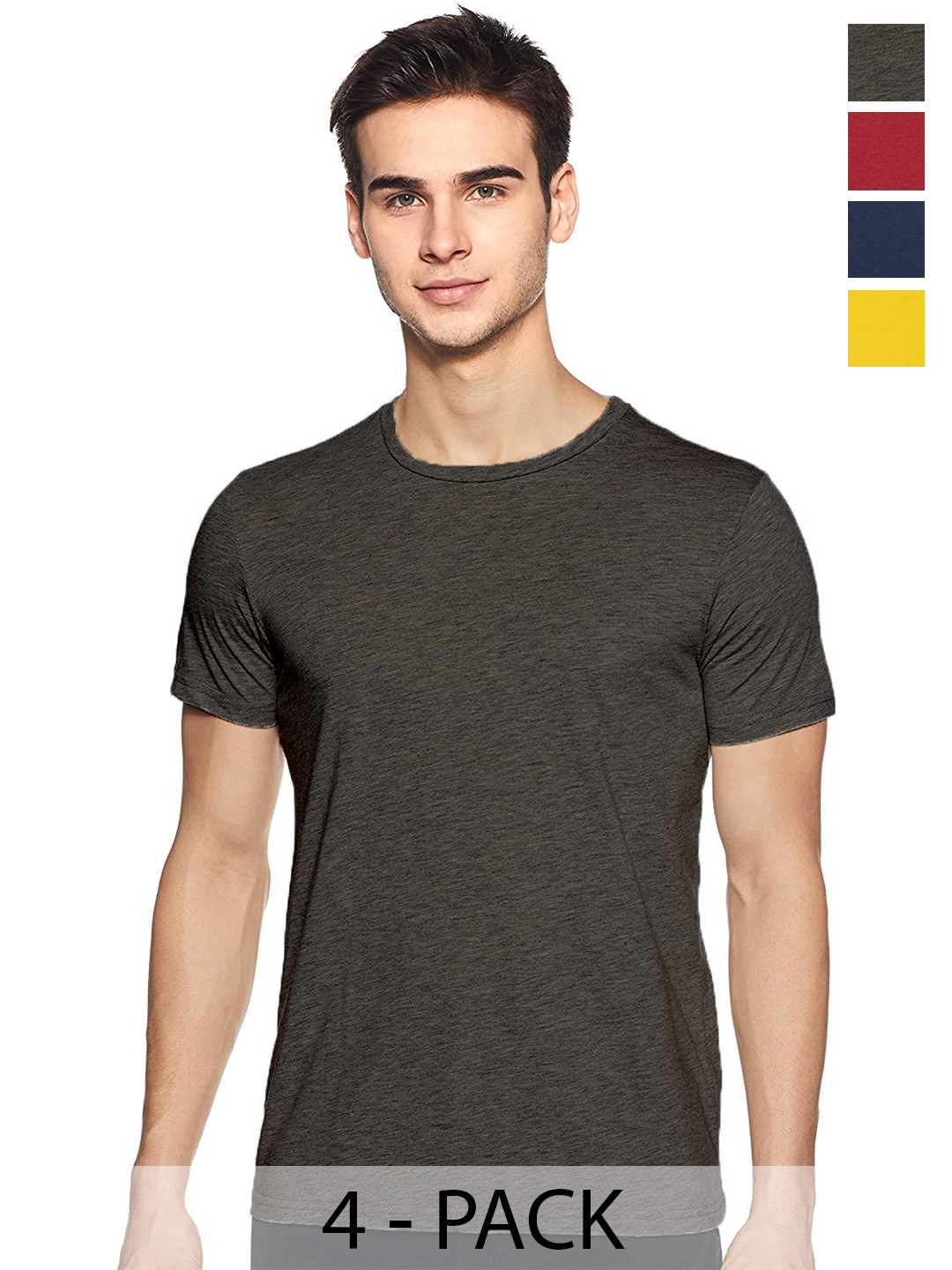 

COLOR CAPITAL Unisex Pack Of 4 Cotton T-shirts, Grey