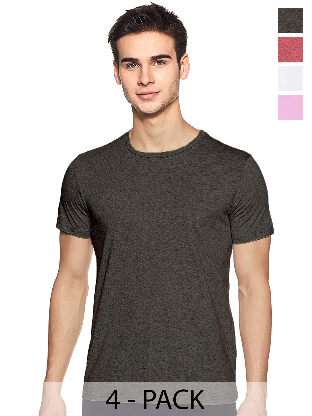 

COLOR CAPITAL Unisex Pack Of 4 Cotton T-shirts, Grey