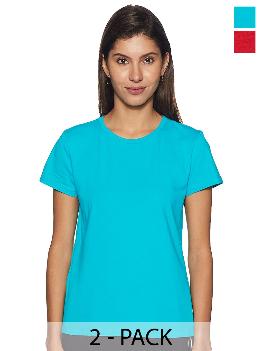 

COLOR CAPITAL Pack Of 2 Round Neck Cotton T Shirts, Blue