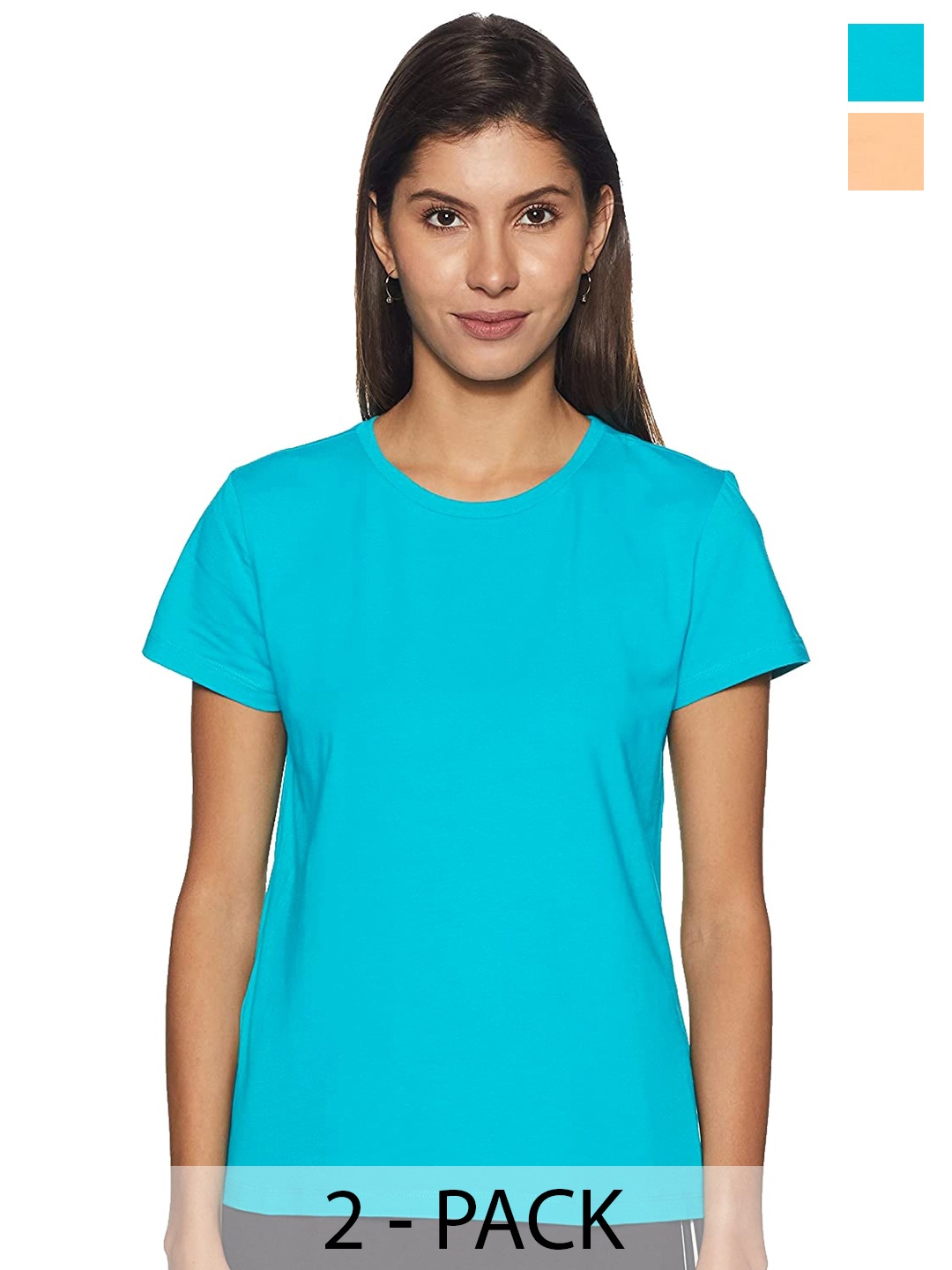 

COLOR CAPITAL Pack Of 2 Round Neck Cotton T-shirts, Blue
