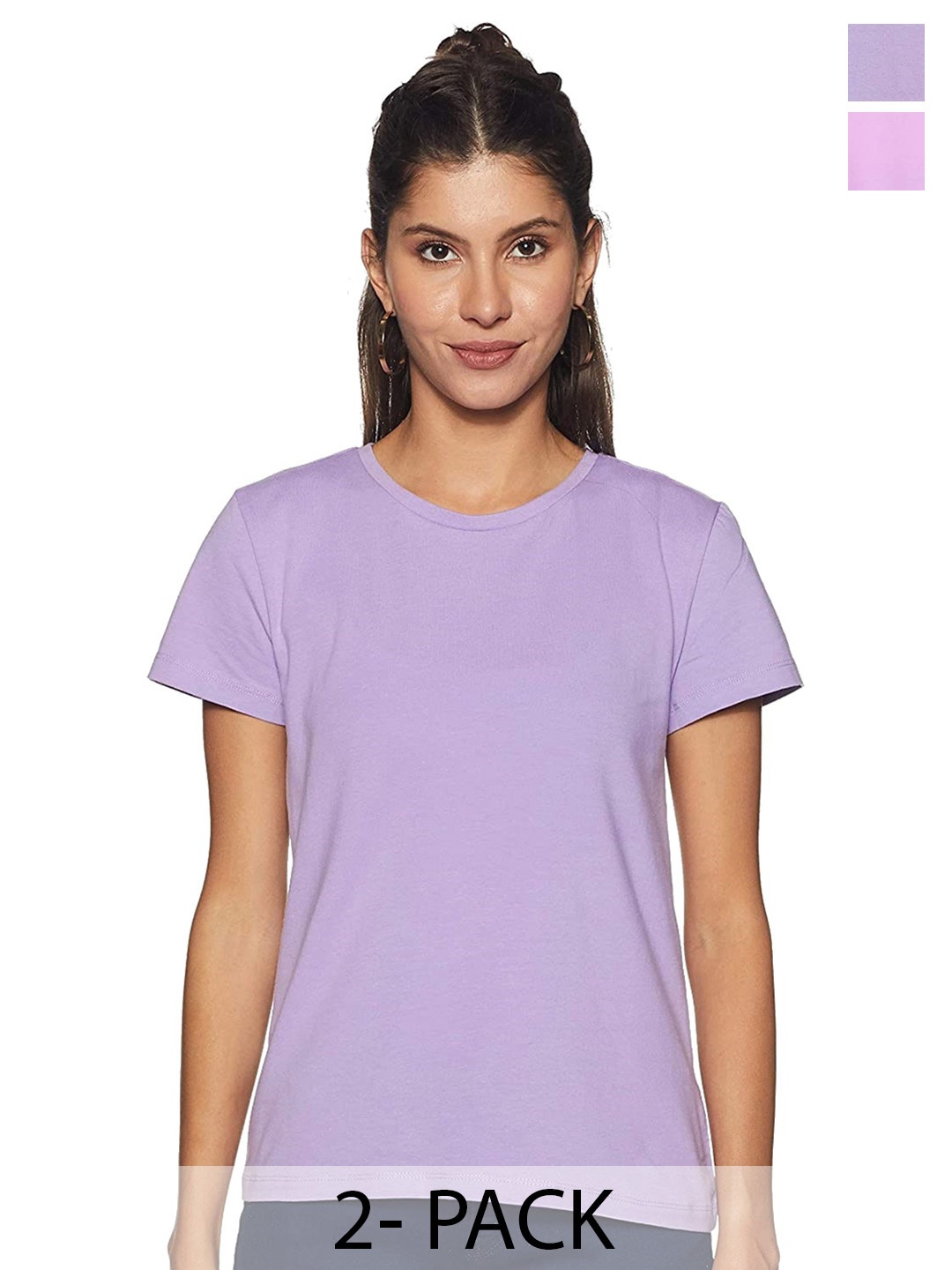 

COLOR CAPITAL Pack Of 2 Round Neck Cotton T-shirts, Purple