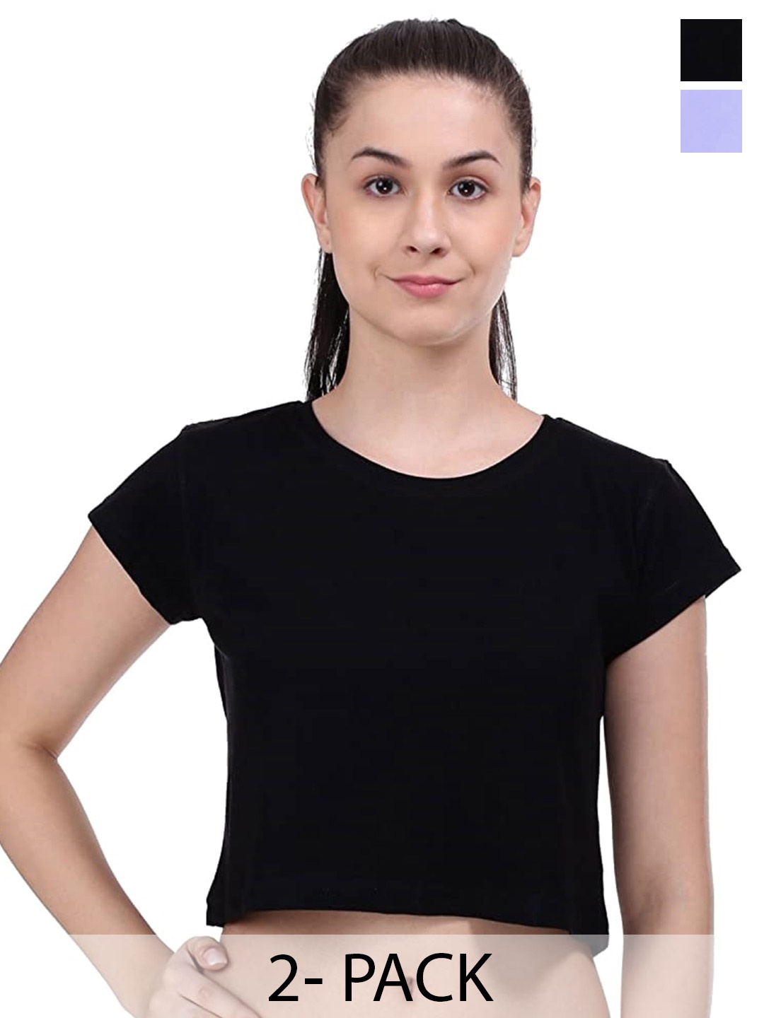 

COLOR CAPITAL Pack Of 2 Round Neck Cotton T Shirts, Lavender