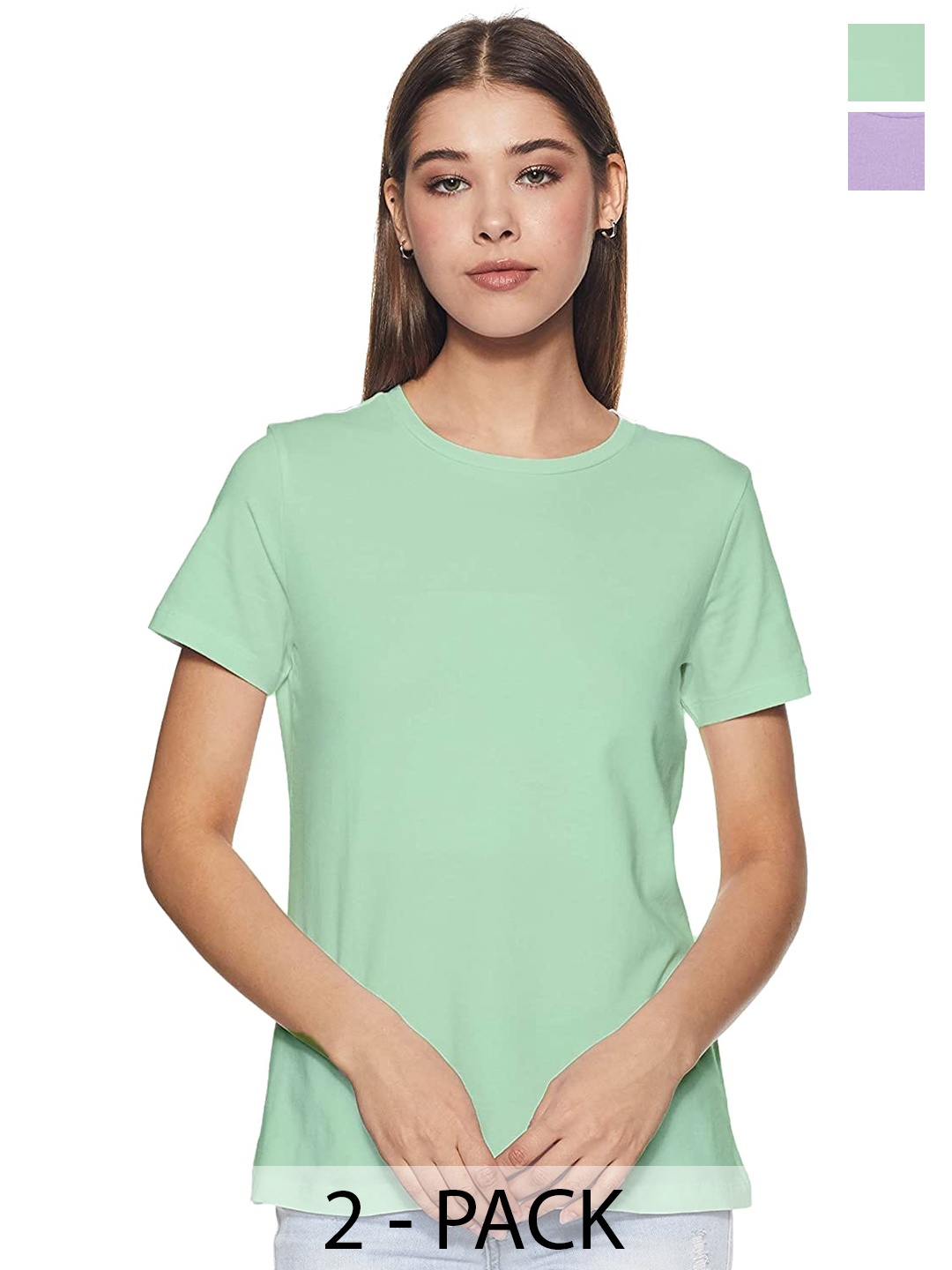 

COLOR CAPITAL Pack Of 2 Cotton T-Shirts, Green