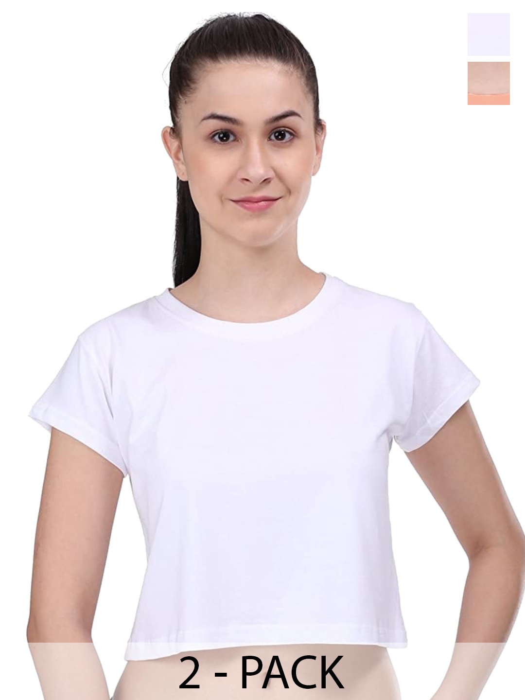 COLOR CAPITAL Pack Of 2 Cotton Tops, White