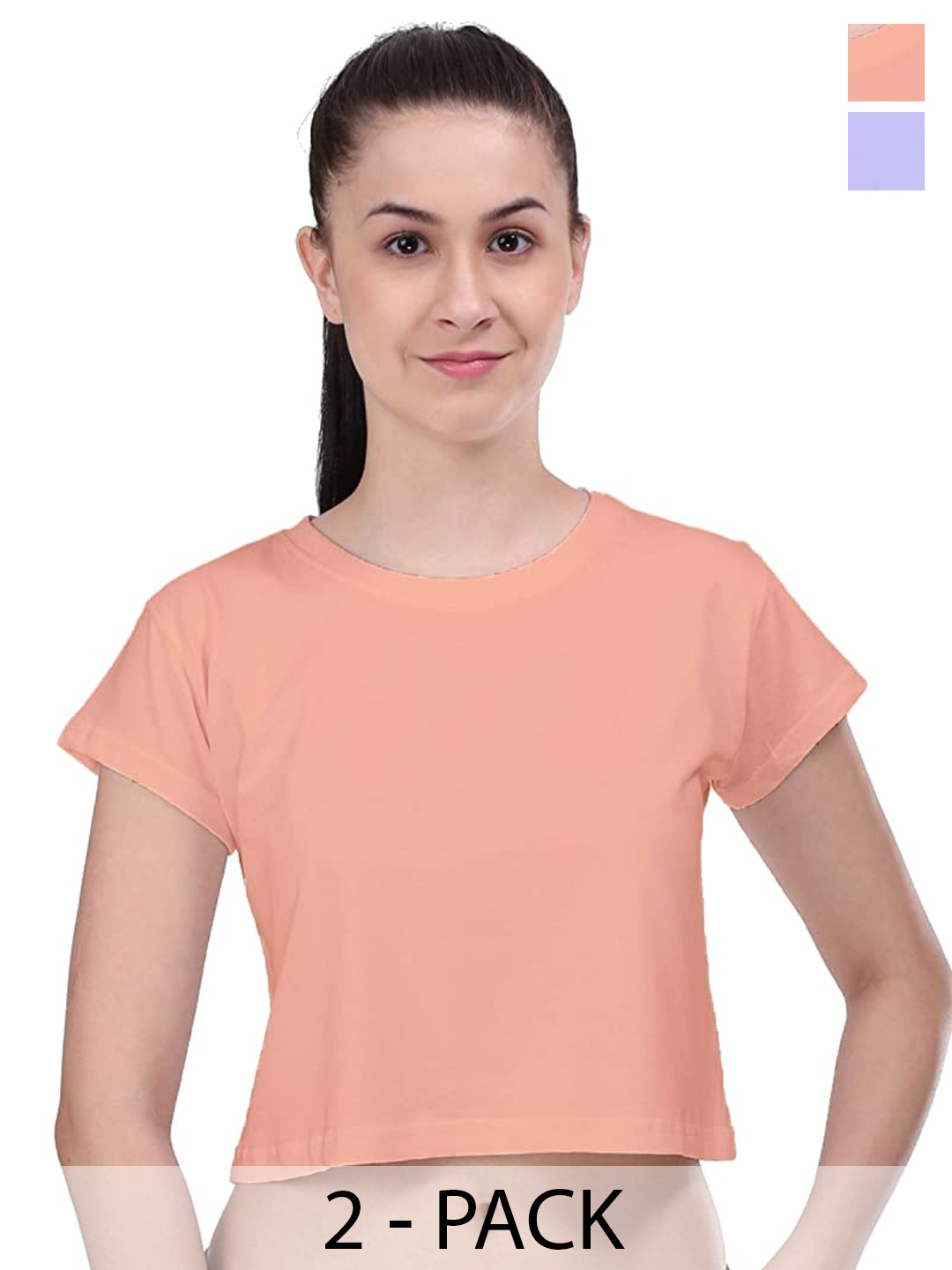 

COLOR CAPITAL Pack Of 2 Cotton Tops, Peach