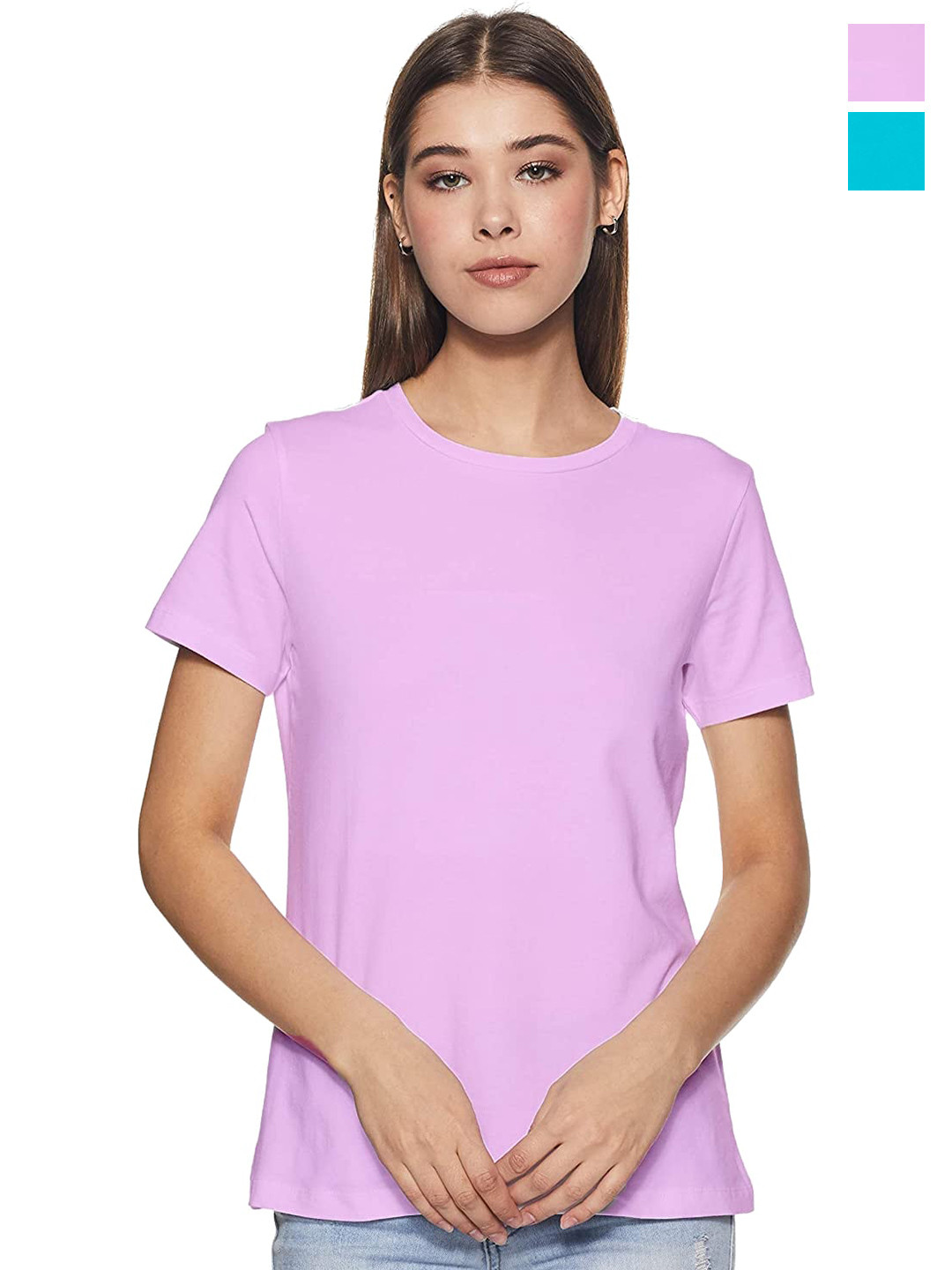 

COLOR CAPITAL Pack Of 2 Short Sleeves Cotton Tshirts, Lavender