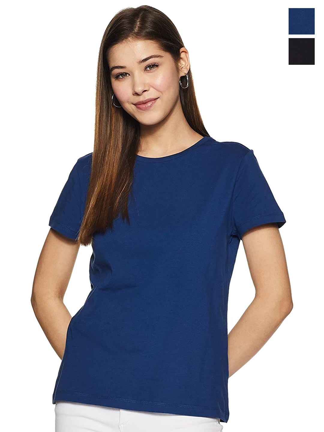COLOR CAPITAL Pack Of 2 Short Sleeves Cotton Tshirts, Navy blue