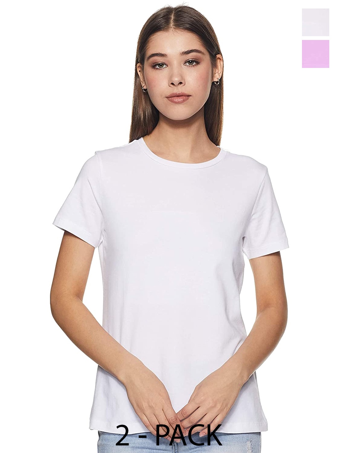 

COLOR CAPITAL Pack Of 2 Short Sleeves Cotton Tshirts, White