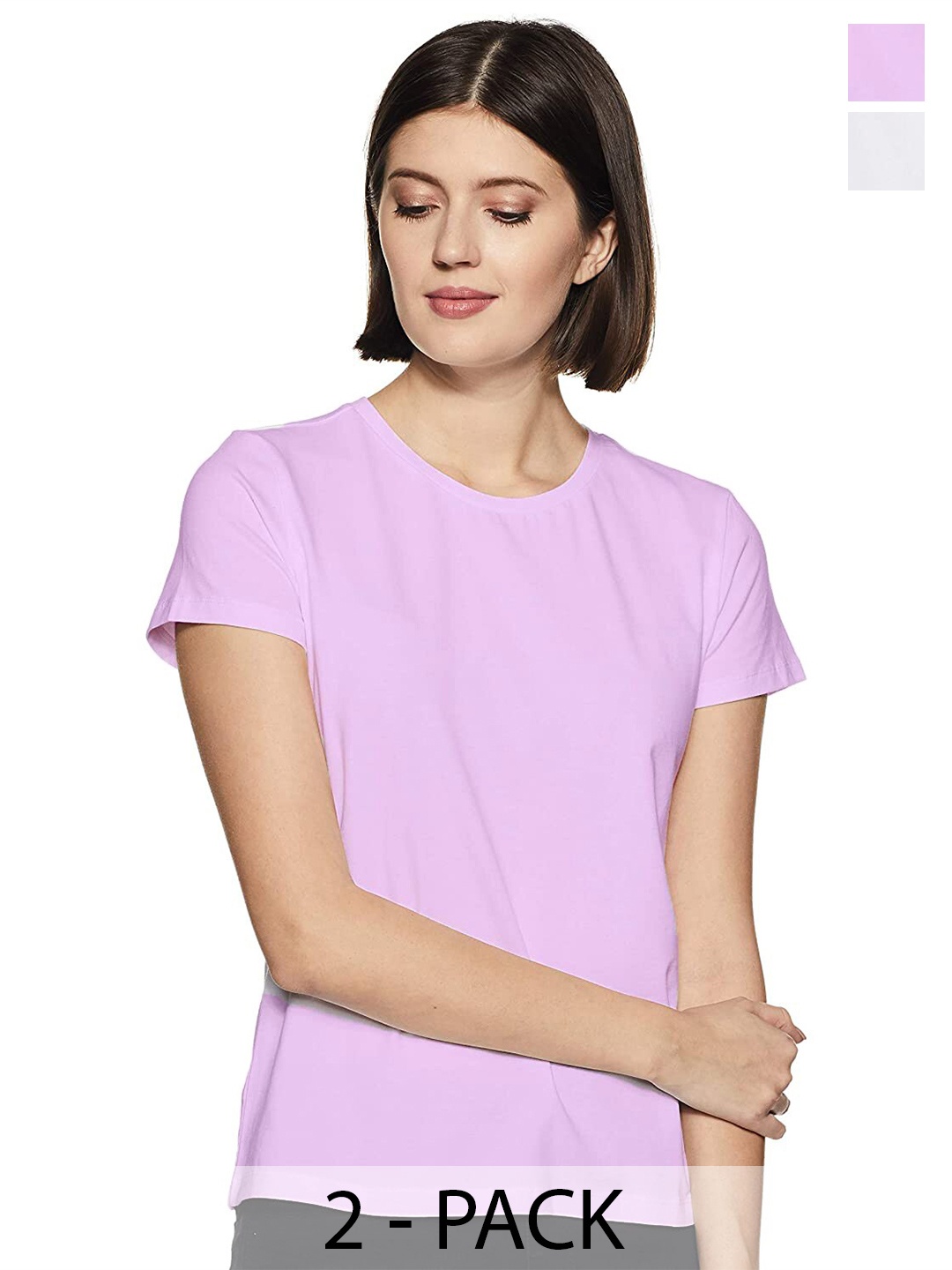 COLOR CAPITAL Pack of 2 Short Sleeves Cotton T-Shirts, Lavender