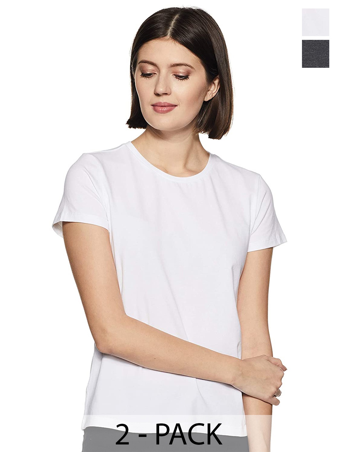 

COLOR CAPITAL Pack Of 2 Round Neck Cotton T Shirts, White