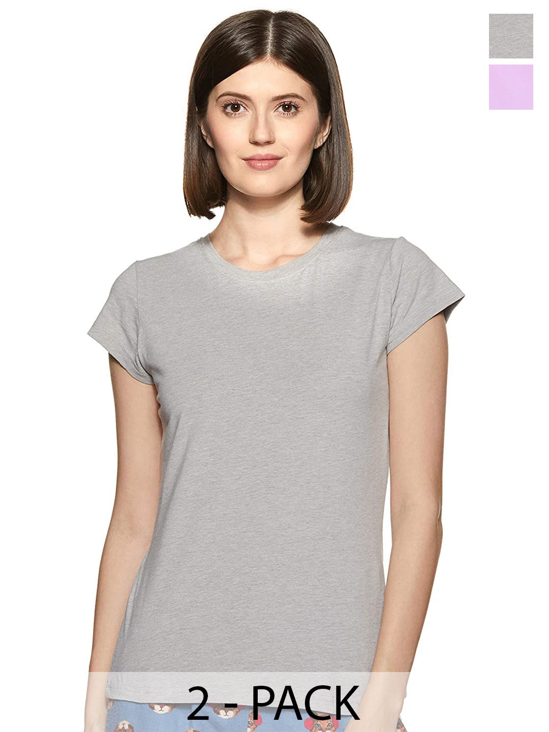 

COLOR CAPITAL Pack Of 2 Short Sleeves Cotton Tshirts, Grey