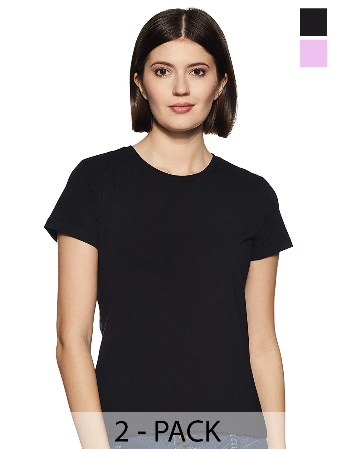 

COLOR CAPITAL Pack Of 2 Round Neck Cotton T-shirt, Black