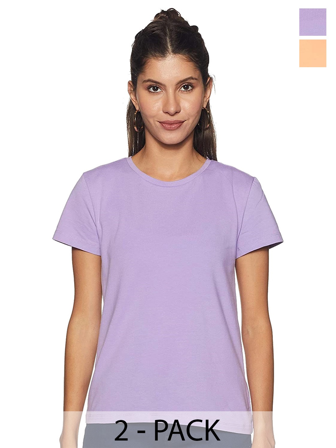 

COLOR CAPITAL Pack Of 2 Round Neck Cotton T-shirts, Multi