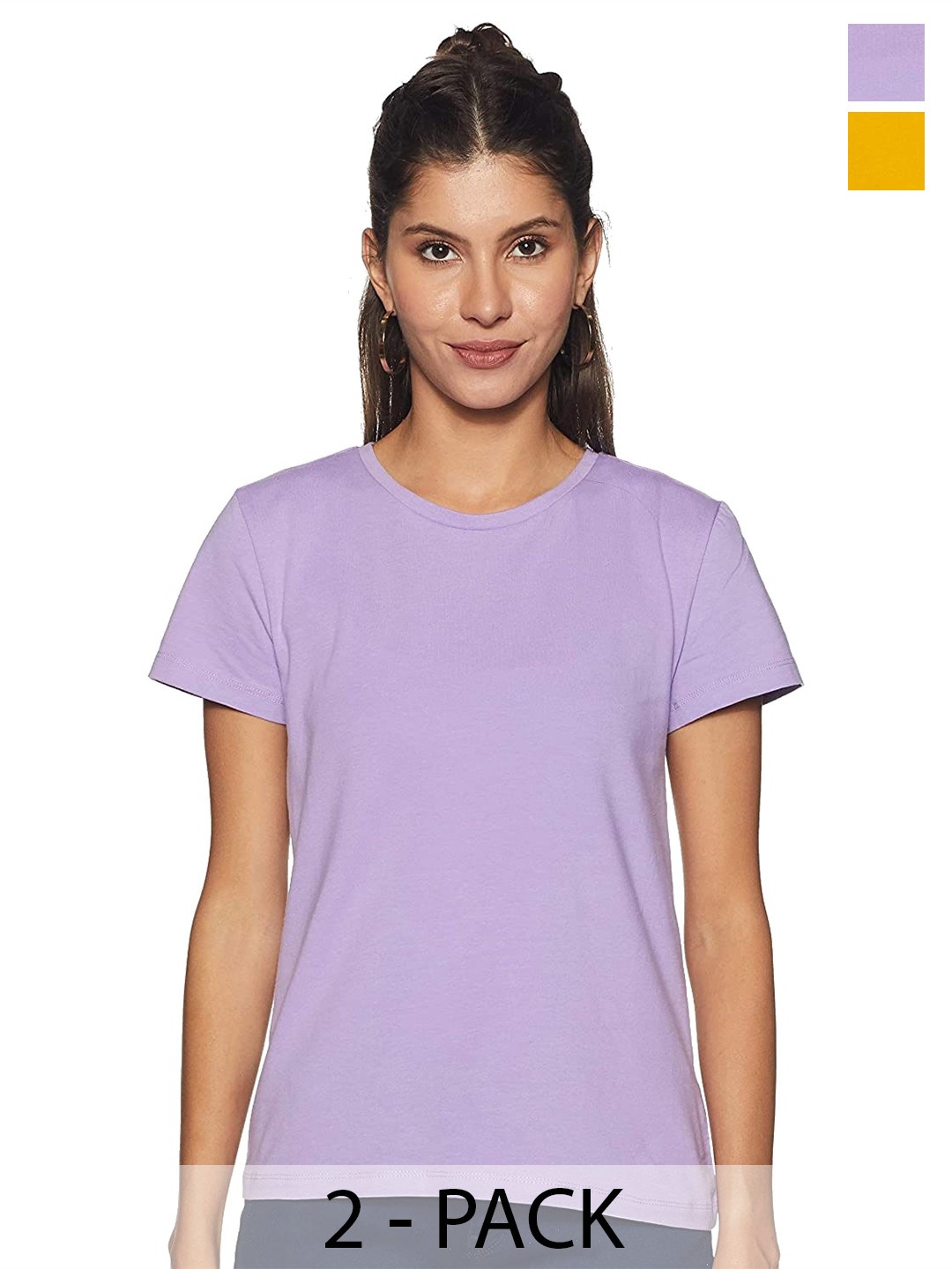 

COLOR CAPITAL Pack Of 2 Round Neck Cotton T-shirts, Purple
