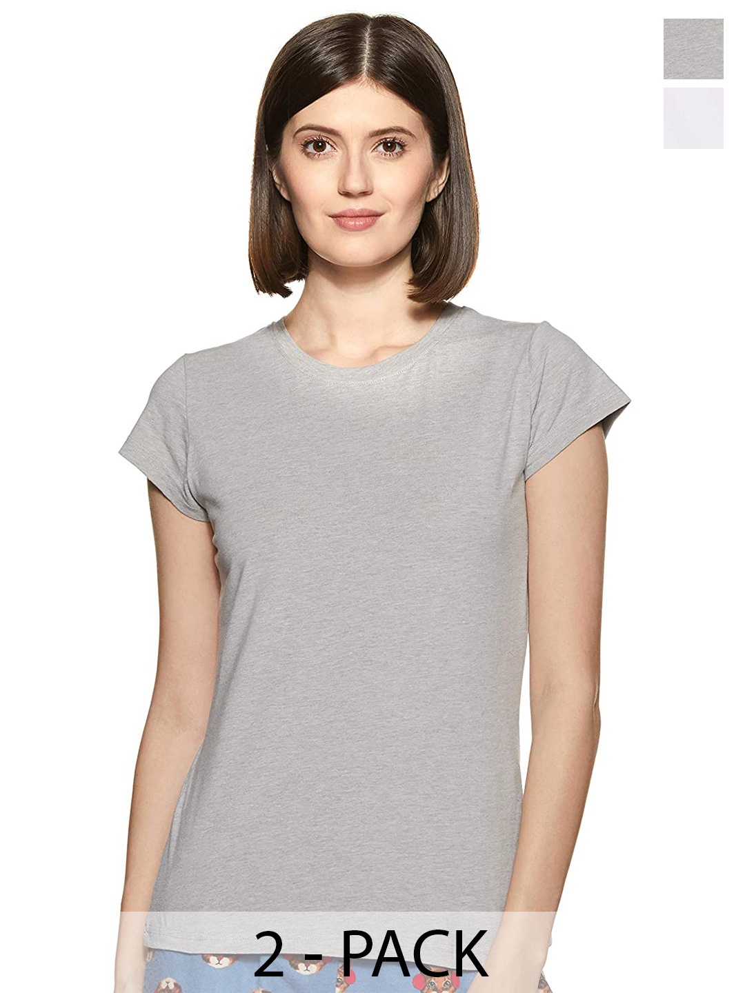 COLOR CAPITAL Pack Of 2 Short Sleeves Cotton Tshirts, Grey
