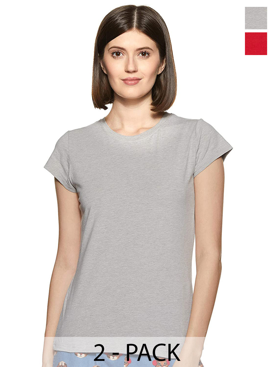 

COLOR CAPITAL Pack Of 2 Short Sleeves Cotton Tshirts, Grey
