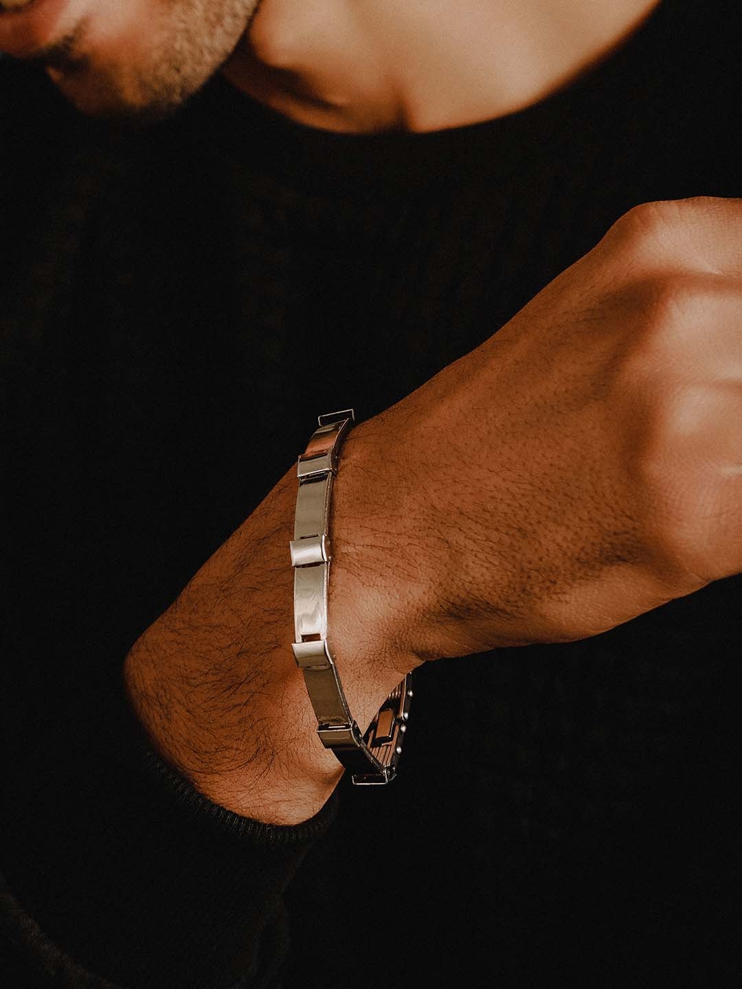 

WROGN Men Silver-Plated Wraparound Bracelet