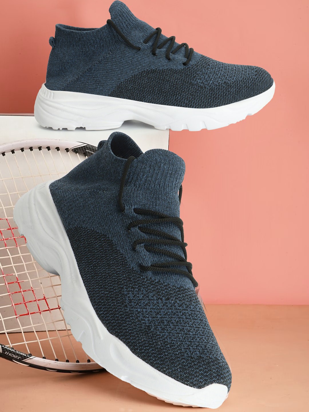 

SPRENGE Men KRIPTO Flyknit Textured Textile Comfort Insole Sneakers, Navy blue