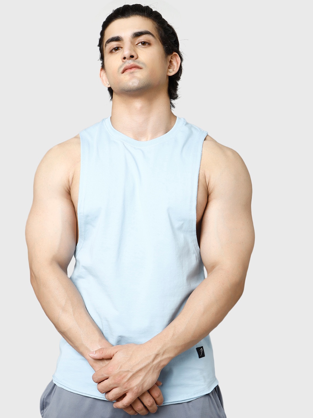 

FUAARK Cotton Sweat-Wicking Tank Innerwear Vest Legacy DeepArm Tank Sky S-Sky Blue