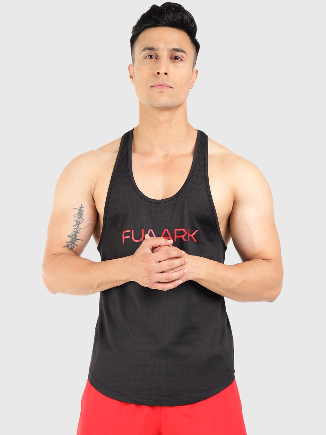 

FUAARK Printed Sleeveless Breatheable Gym Vest Revolve Stringer Black S-Black