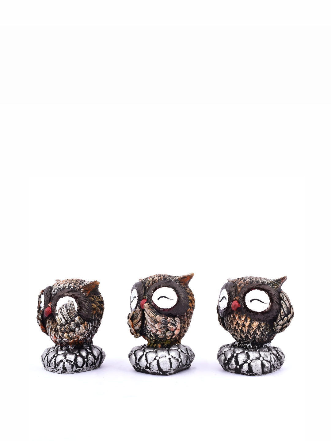 

CraftEmporio Brown & Grey 3 Pieces Curio Showpiece