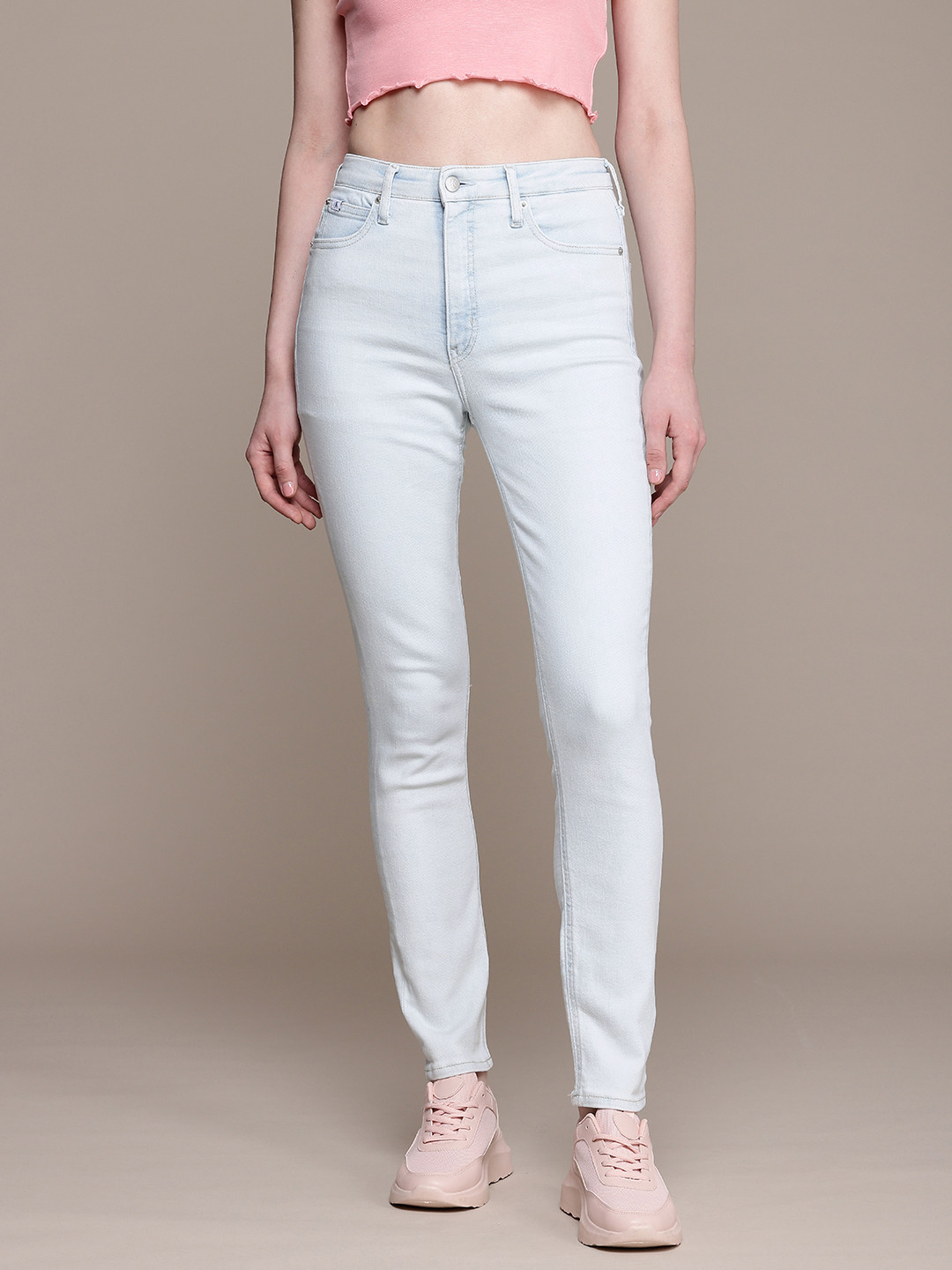 

Calvin Klein Jeans Women Skinny Fit High-Rise Light Fade Stretchable Jeans, Blue