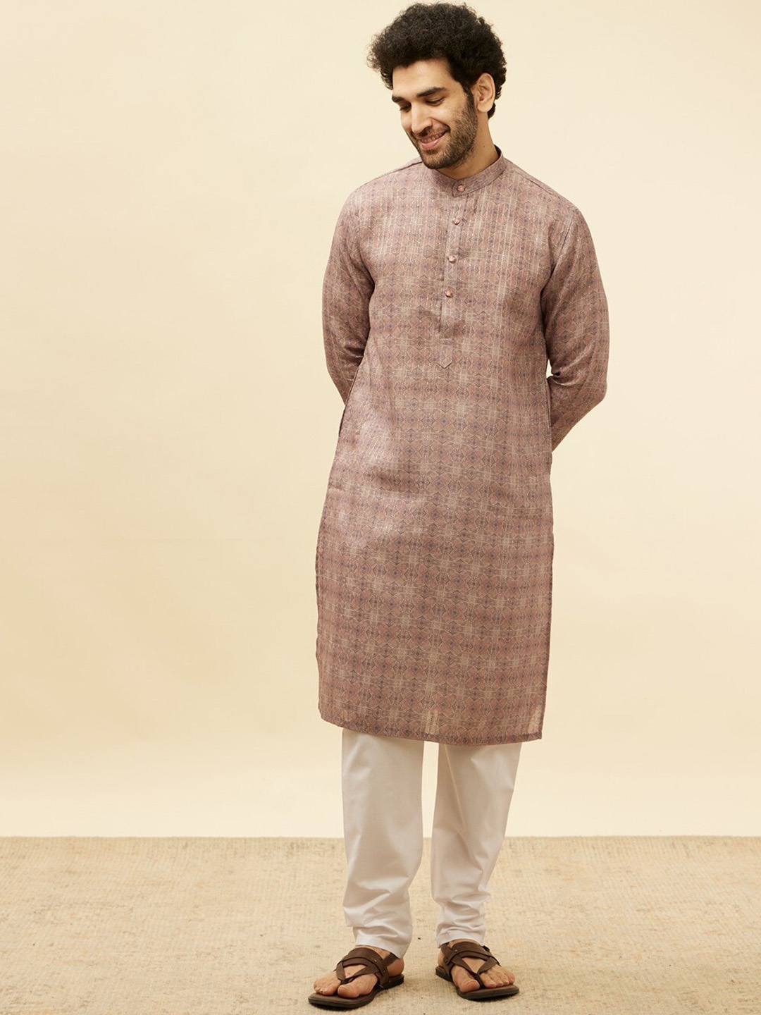 

Manyavar Ethnic Motifs Printed Regular Kurta with Churidar, Purple
