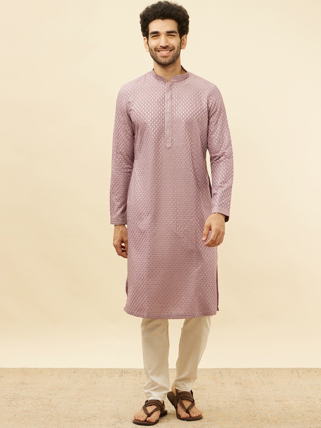 

Manyavar Self Design Regular Kurta with Pyjamas, Purple