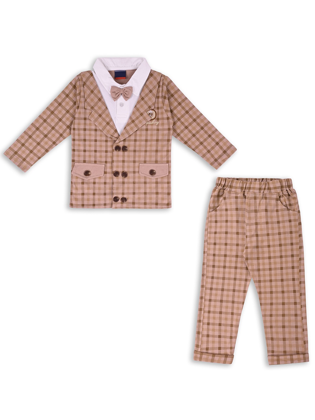 

Wish Karo Boys Brown & Pink Checked Shirt with Trousers