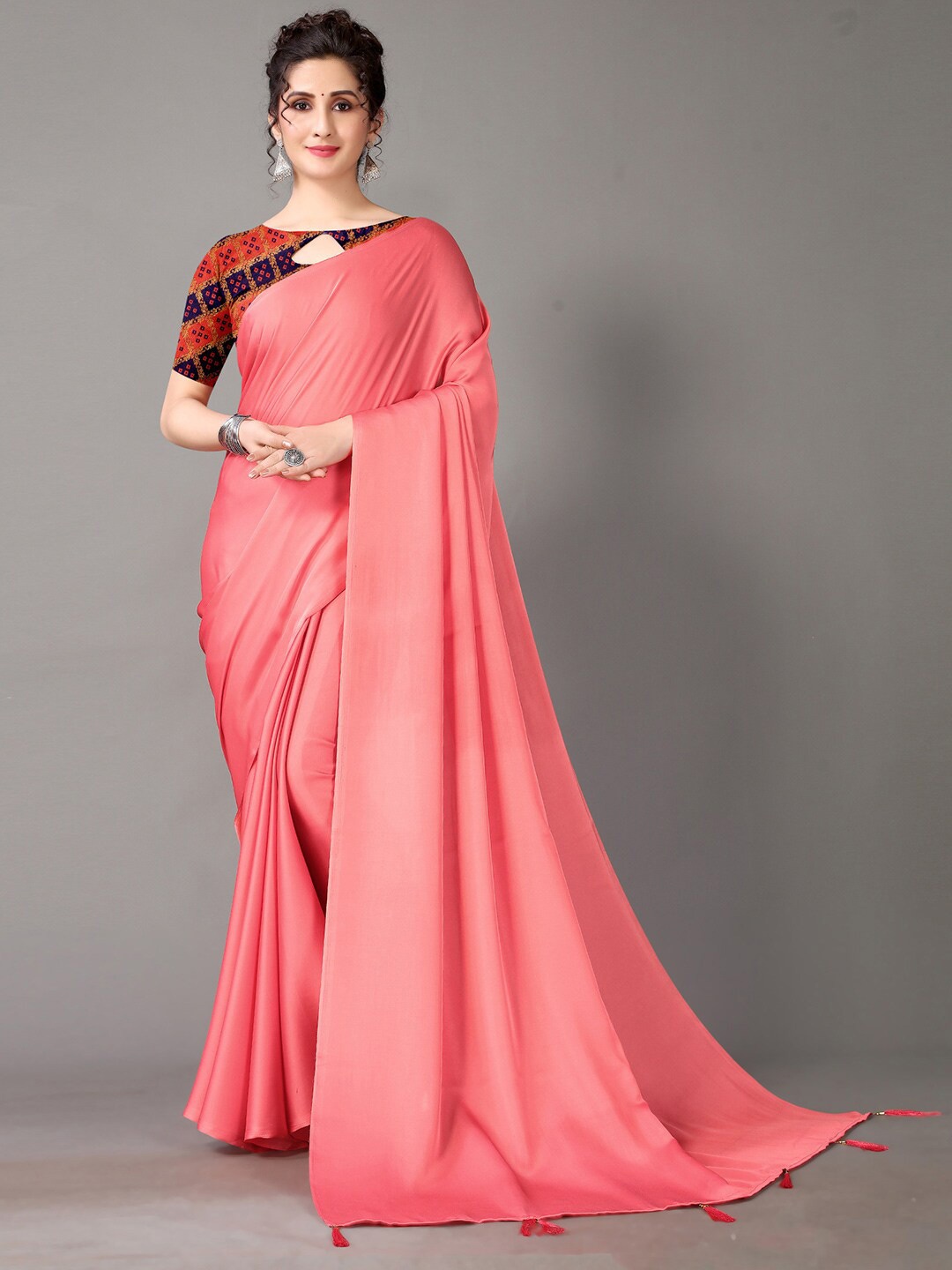 

KALINI Satin Saree, Pink