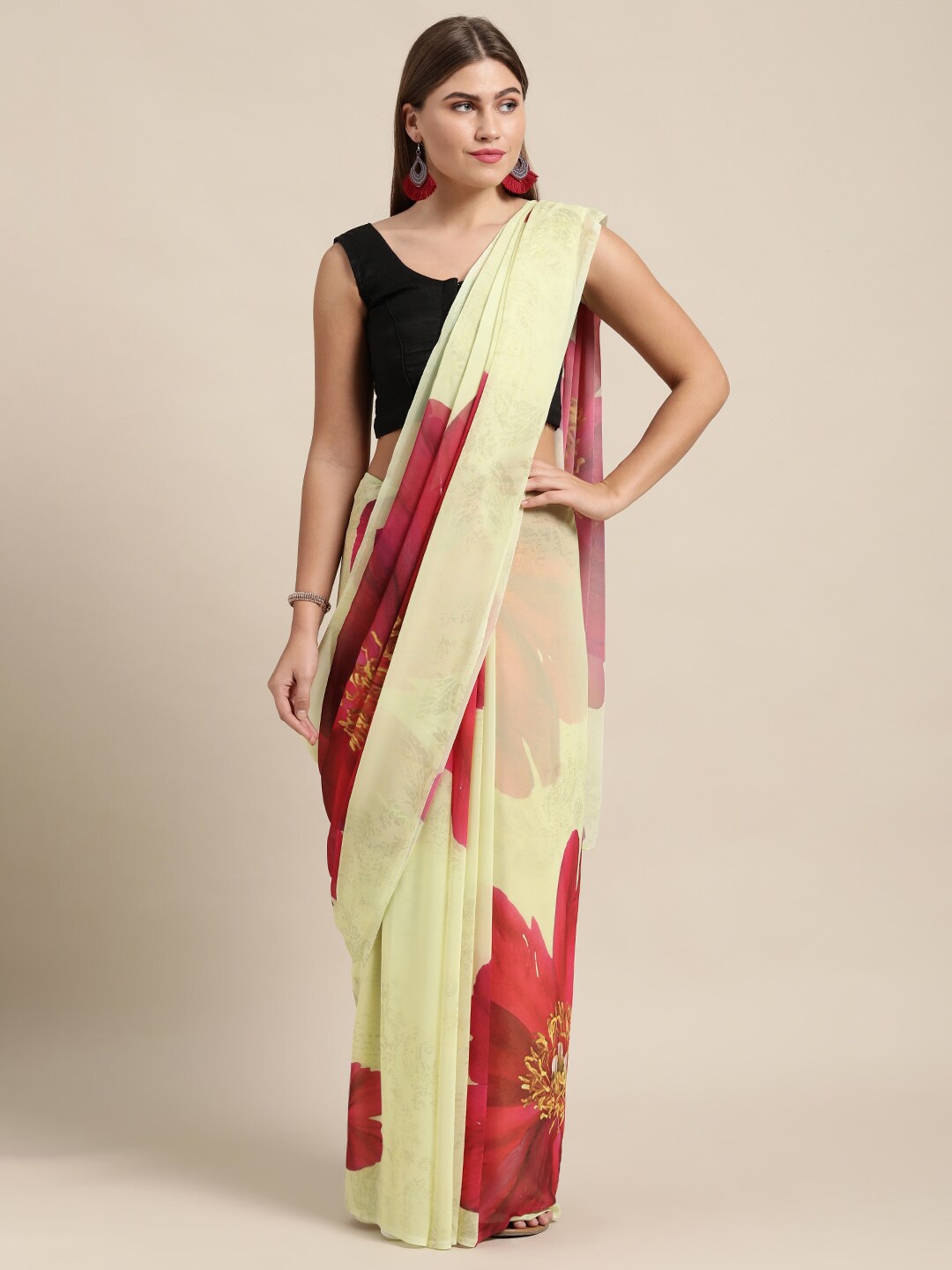 

KALINI Floral Printed Saree, Yellow