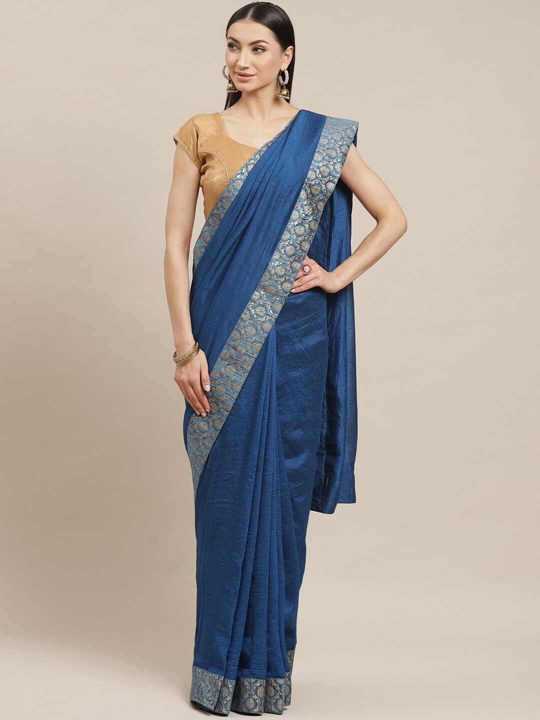 

KALINI Silk Blend Saree, Turquoise blue