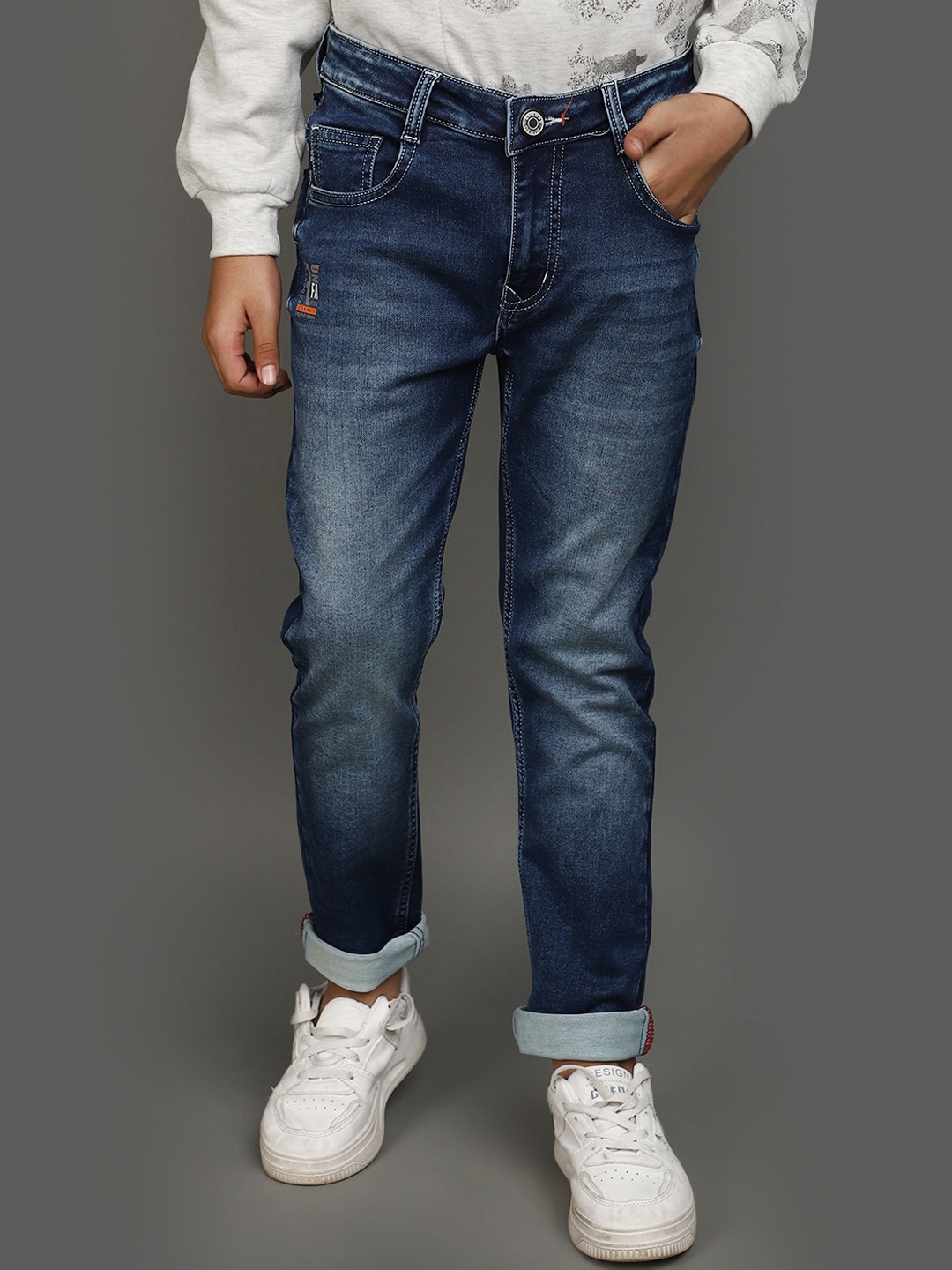 

V-Mart Boys Mid Rise Clean Look Cotton Jeans, Blue