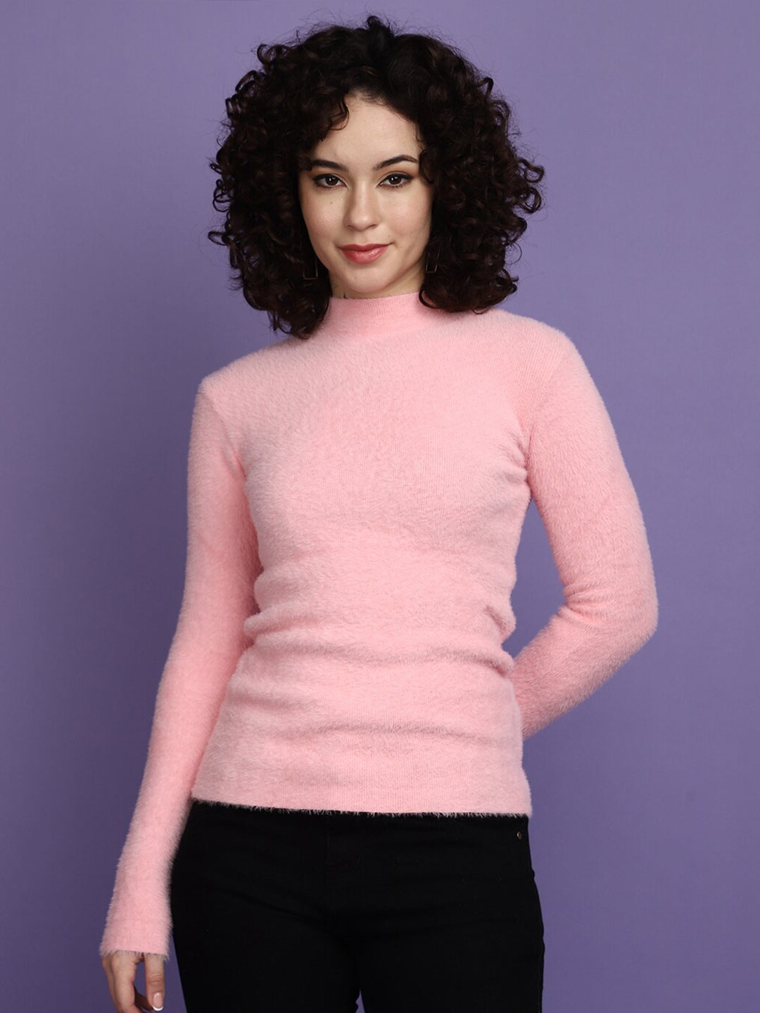 

V-Mart Turtle Neck Cotton Pullover Sweatshirt, Pink