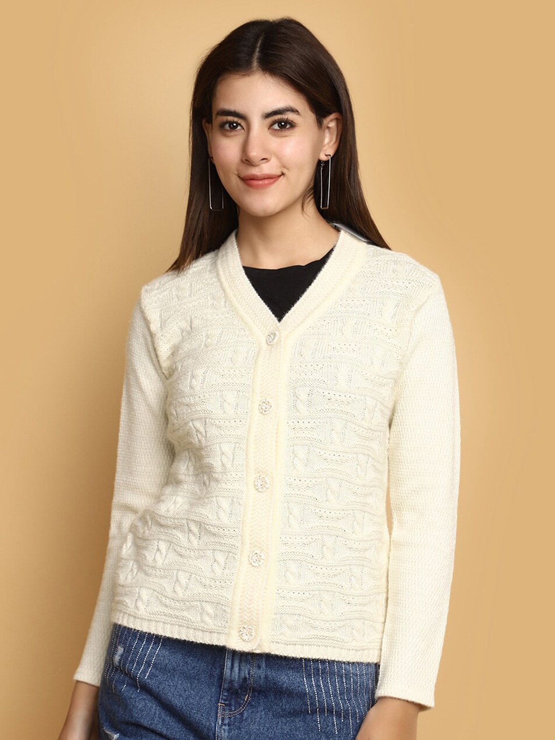 

V-Mart Self Design Long Sleeves Cardigan, Grey