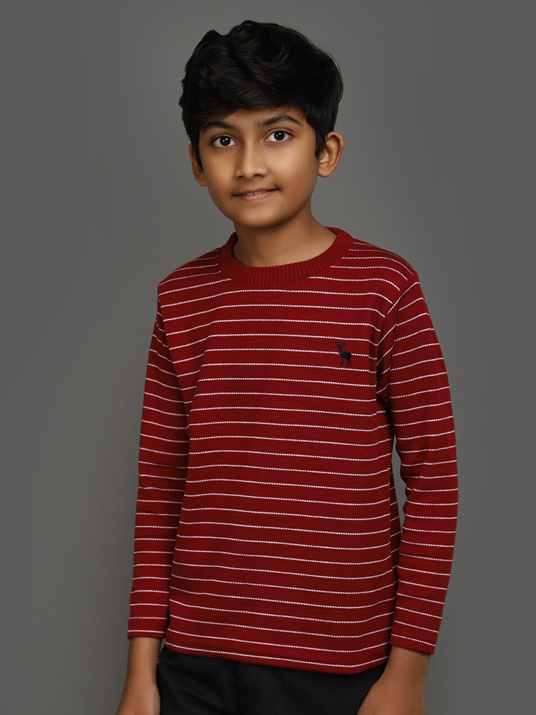 

V-Mart Boys Striped Acrylic Sweatshirt, Maroon