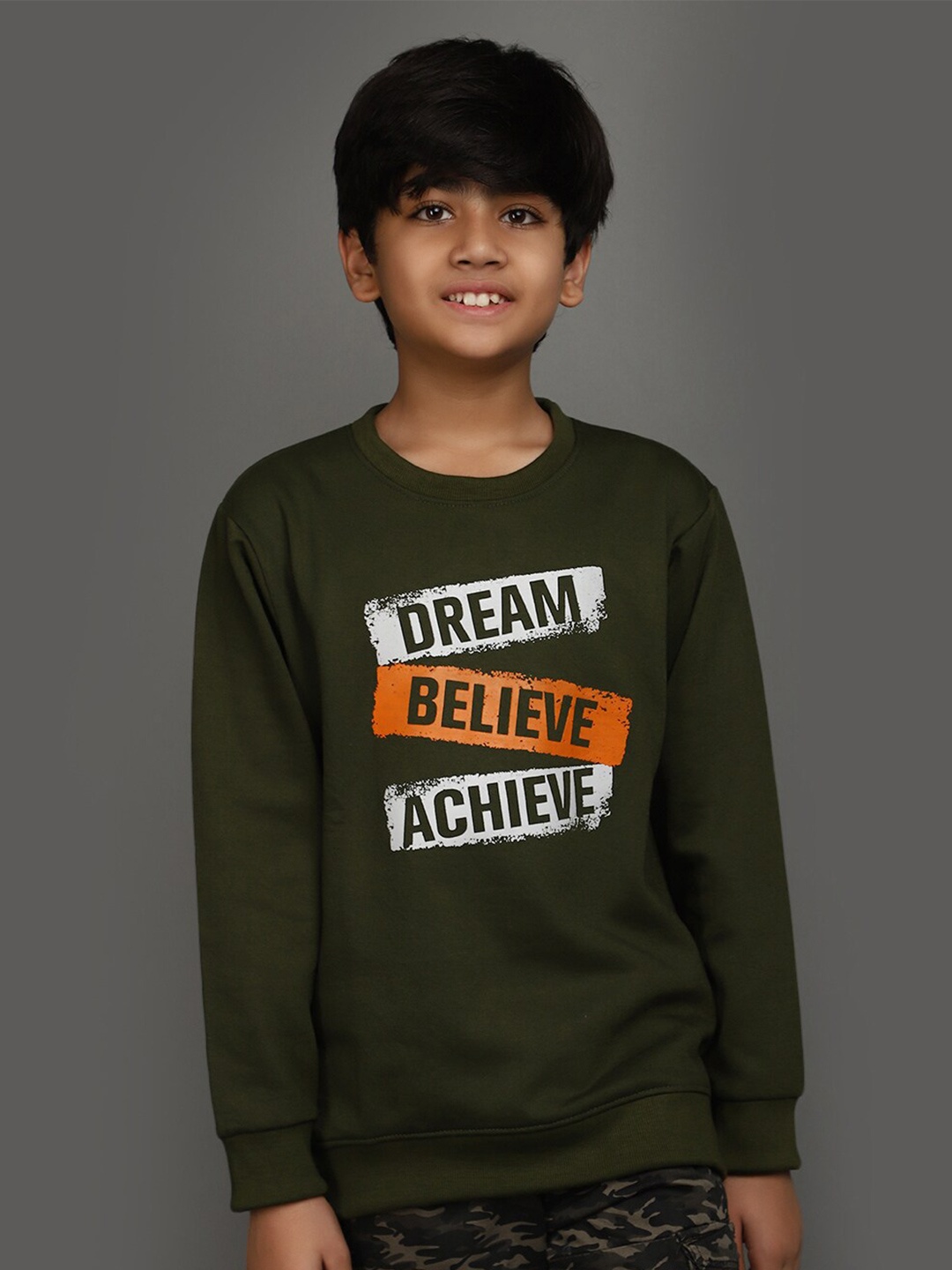 

V-Mart Boys Typography Printed Sweatshirt, Green