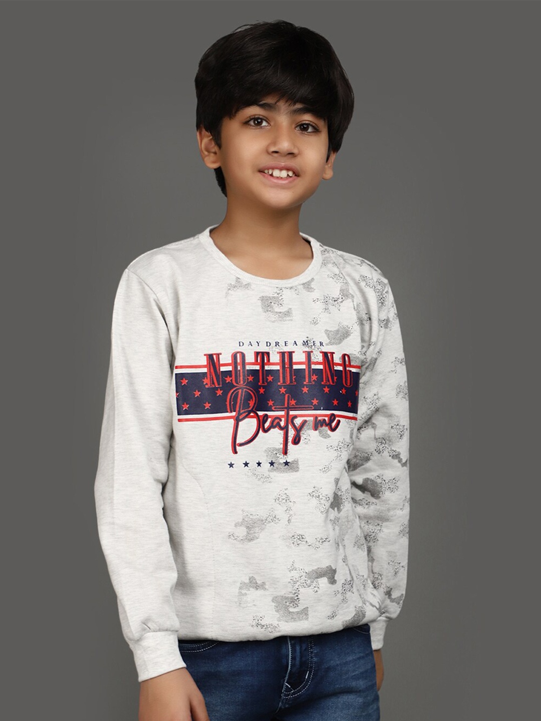 

V-Mart Boys Typography Printed Cotton Sweatshirt, Grey