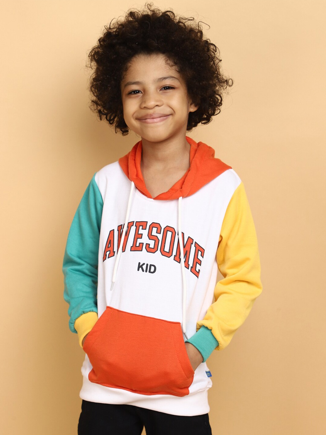 

V-Mart Boys Colourblocked Hooded Sweatshirt, White