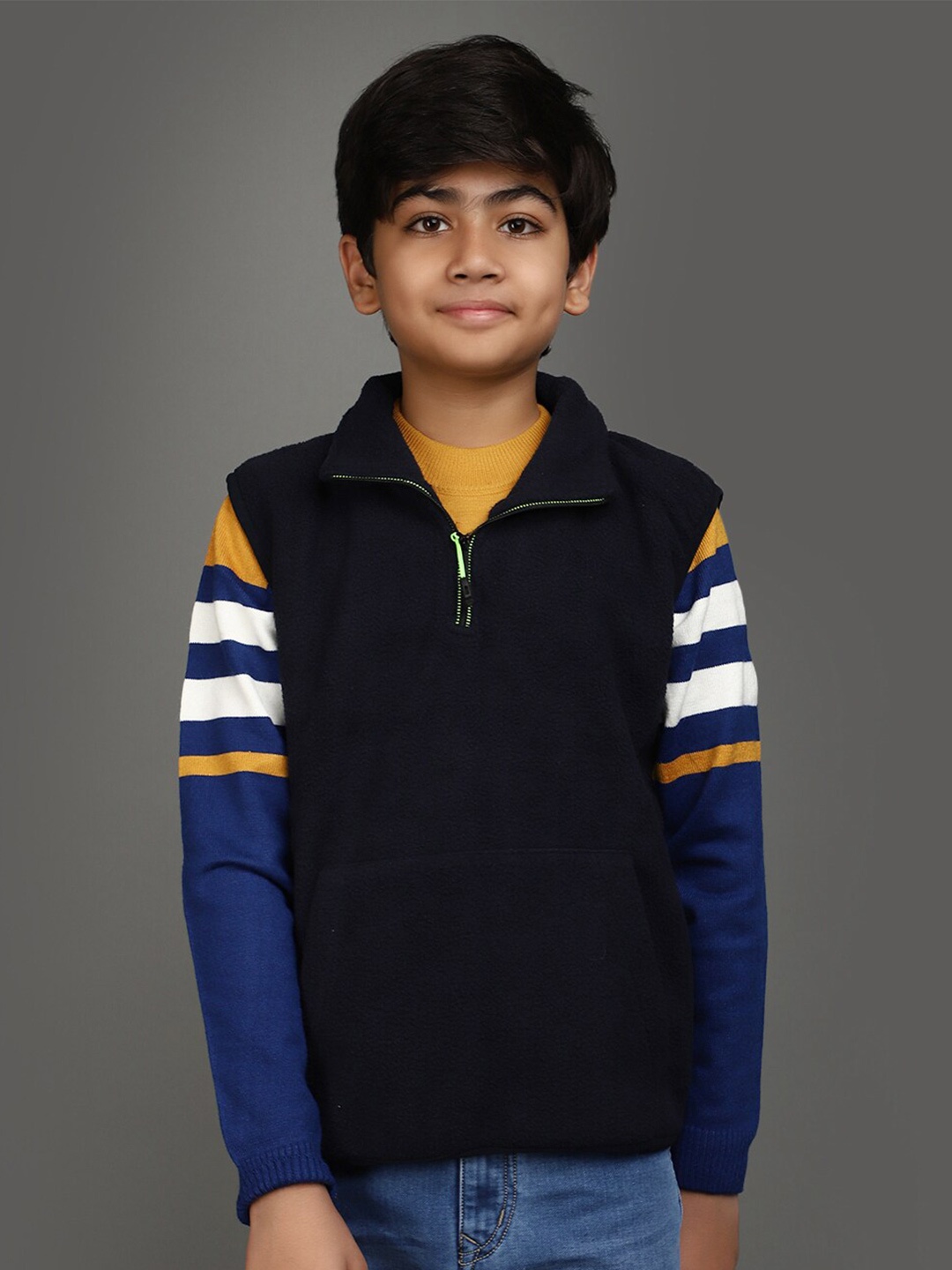 

V-Mart Boys Mock Collar Cotton Fleece Pullover Sweatshirt, Blue