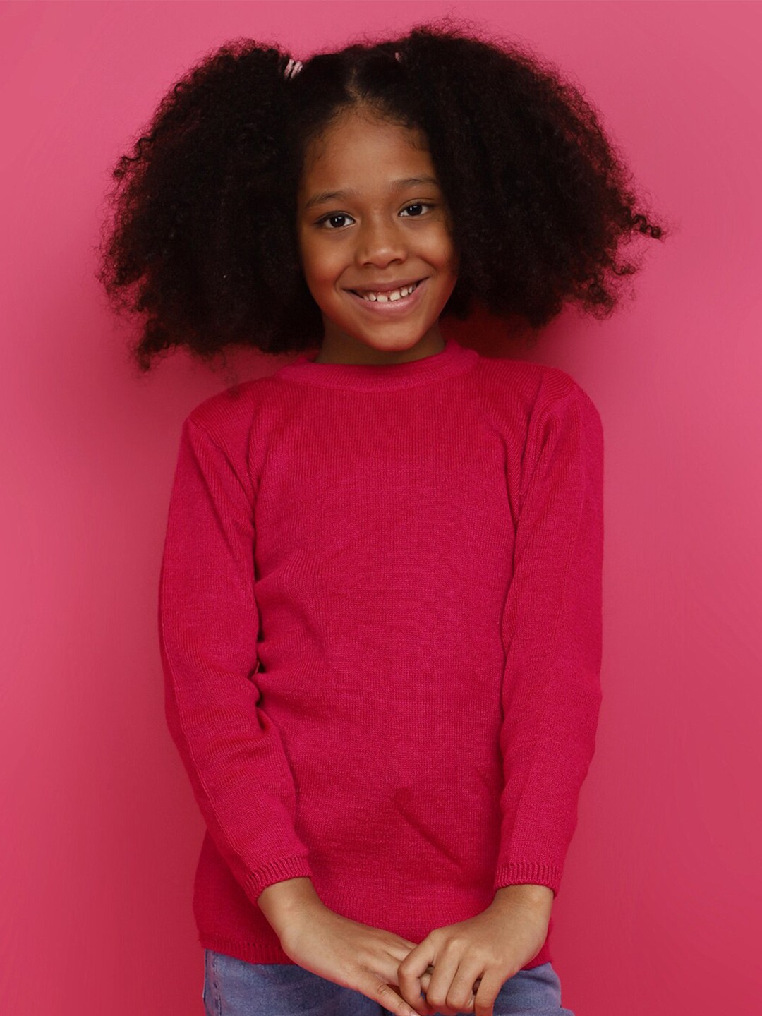 

V-Mart Girls Round Neck Cotton Sweatshirt, Fuchsia