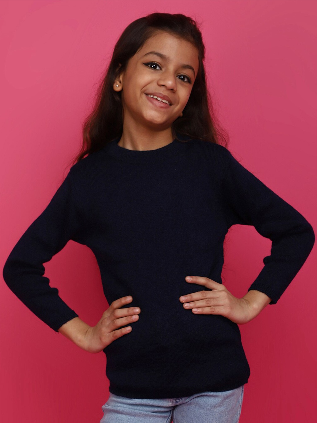 

V-Mart Girls Round Neck Acrylic Sweater, Blue