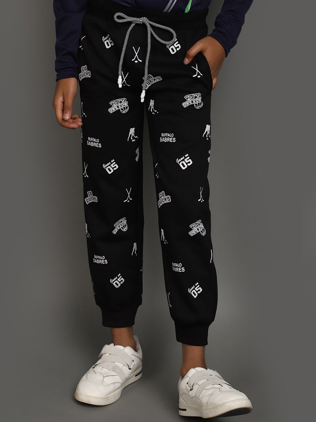 

V-Mart Boys Conversational Cotton Spun Fleece Printed Jogger, Black