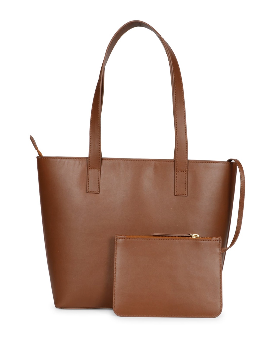 

Saint G Zip Detail Leather Handheld Bag With Extra Pouch, Brown