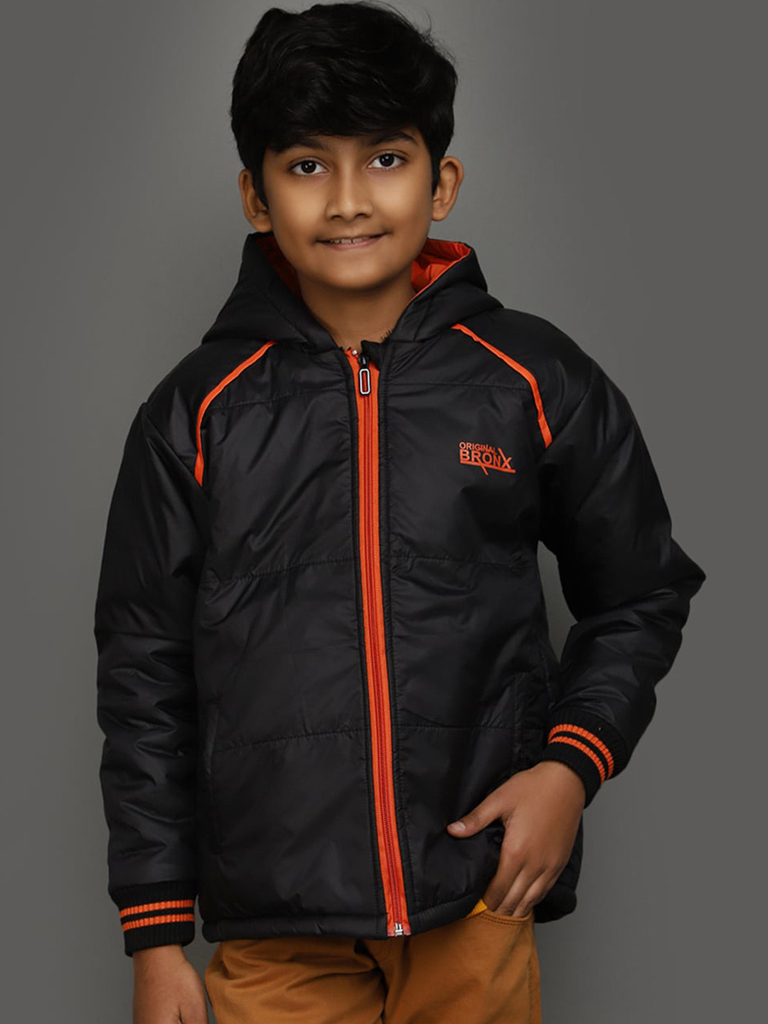 

V-Mart Boys Hooded Lightweight Padded Jacket, Black