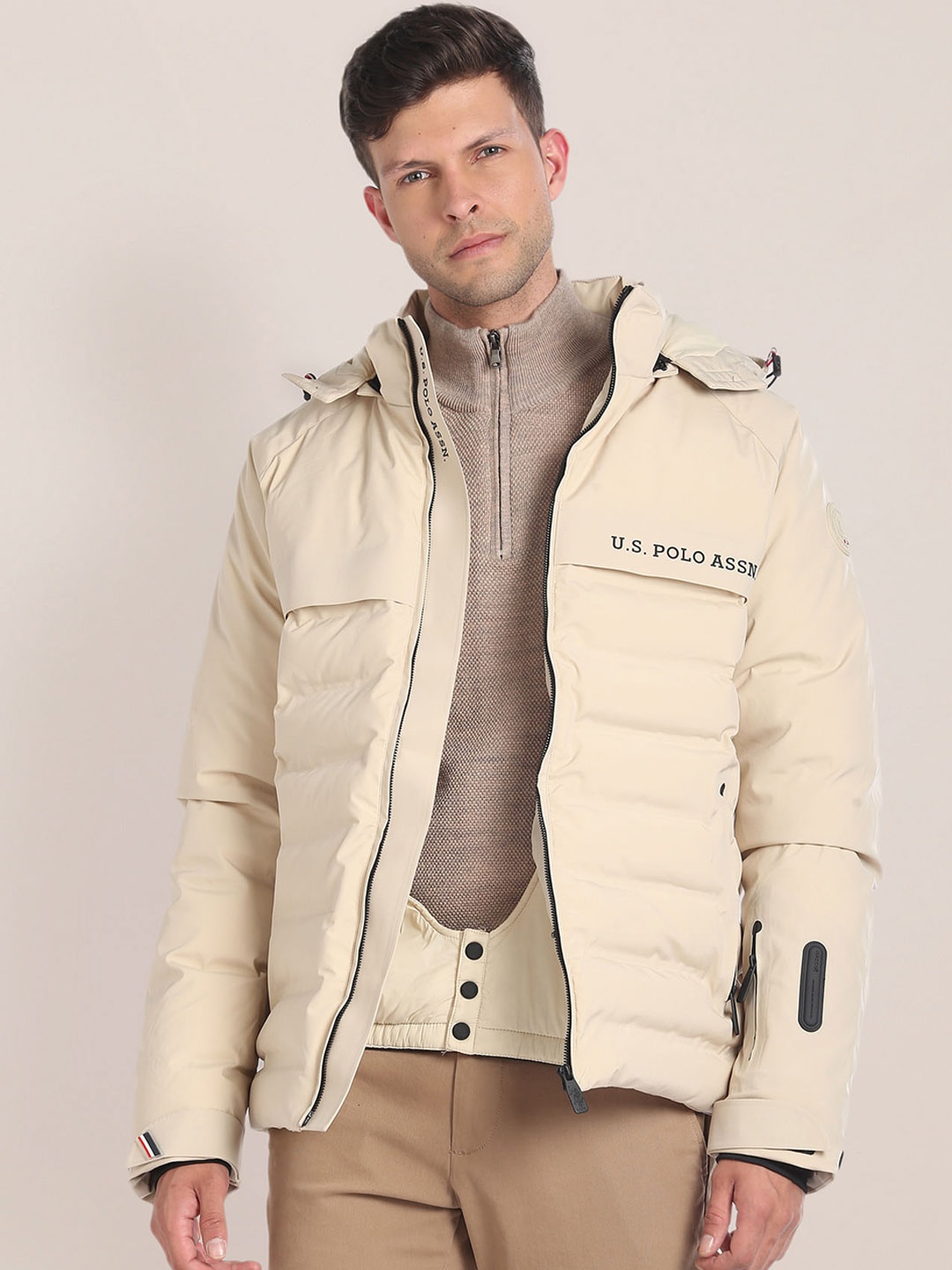 

U.S. Polo Assn. Hooded Puffer Jacket, Beige