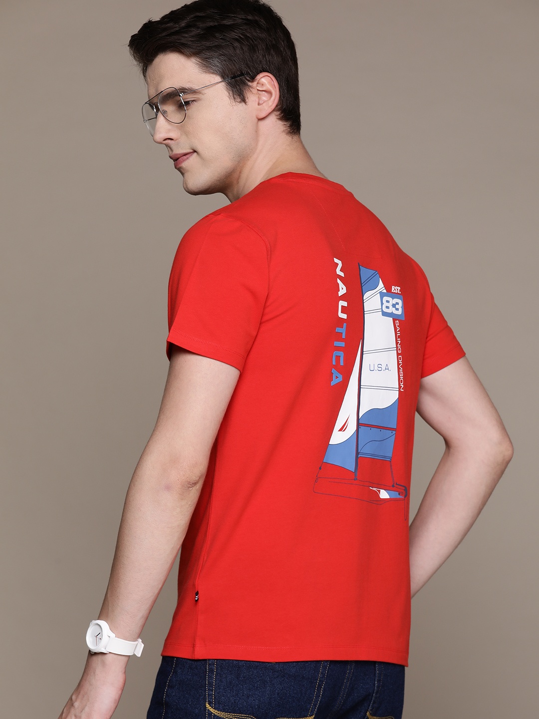 

Nautica Printed Regular Fit T-shirt, Red