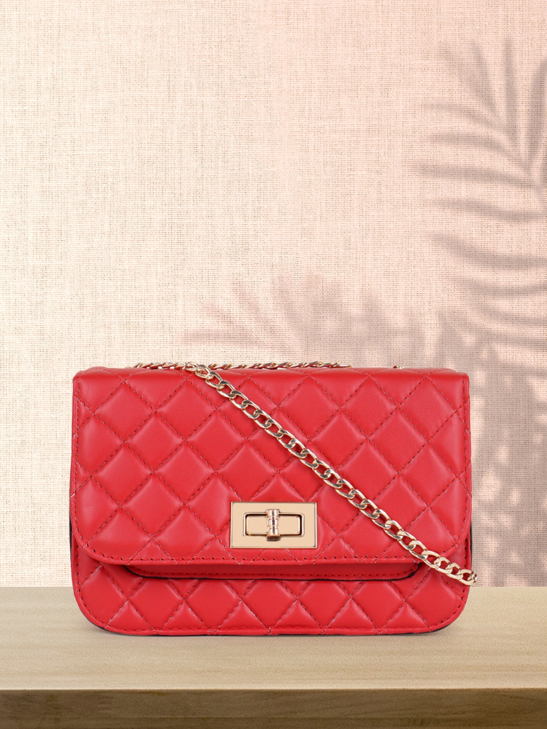 

Carlton London Structured Sling Bag With Quilted, Red