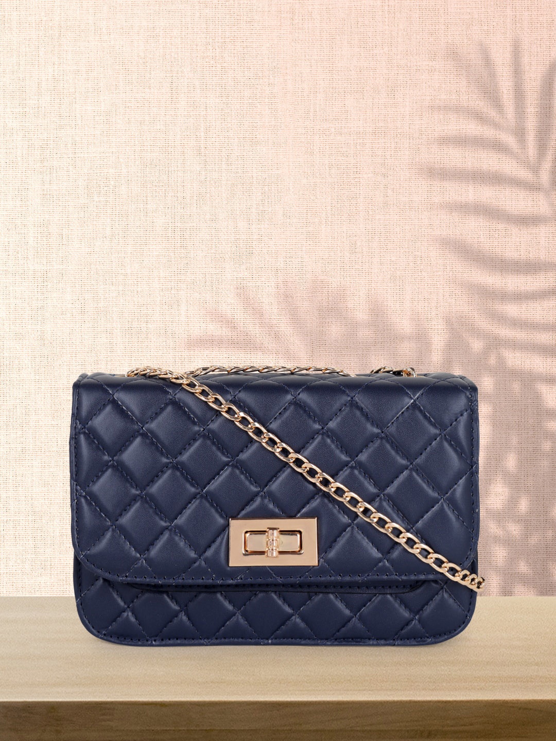 

Carlton London Structured Sling Bag With Quilted, Navy blue